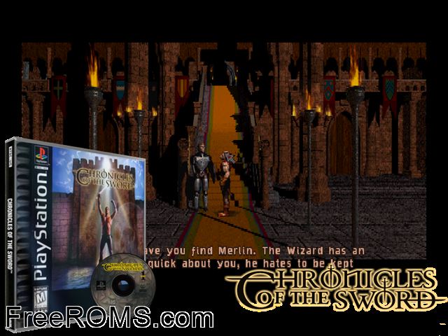 Chronicles of the Sword [Disc2of2] PSX game showing 3D box cover and gameplay screenshot
